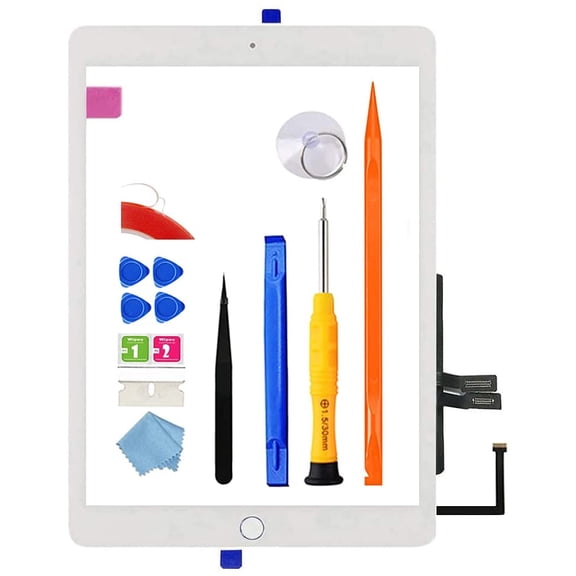 A1893 A1954 Screen Replacement Kit for iPad 6 (6th Gen) Digitizer Touch Glass 6th Generation 9.7 inch 2018 with Home Button Full Repair Tools(White)