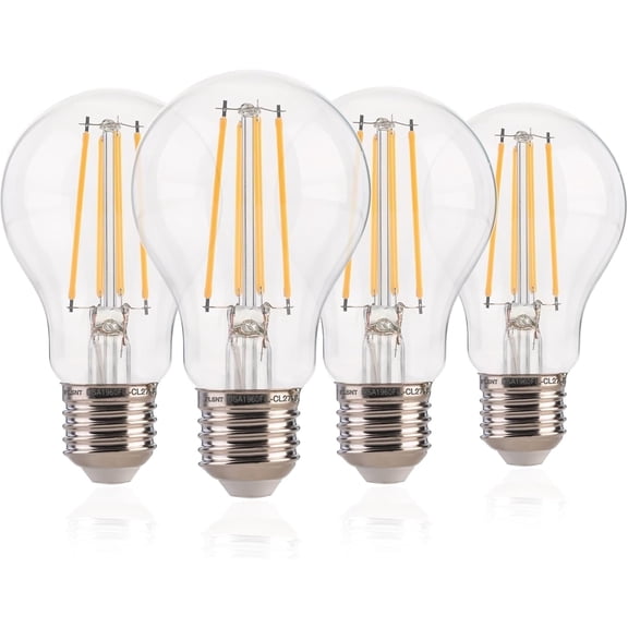 A19 Dusk to Dawn Light Bulbs Auto On/Off - 7W (60W Eqv.) 800LM, Photocell Sensor, Vintage LED Edison Bulb E26 Base, 2700K Warm White for Outdoor Lighting, 4 Pack