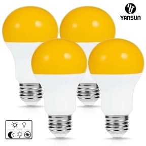 YANSUN A19 Dusk to Dawn Yellow Bug Light Bulb, LED Amber Yellow Bug Sensor Light 40W Equivalent, E26 Auto On/Off, 500LM for Bug Outdoor, 4 Pack