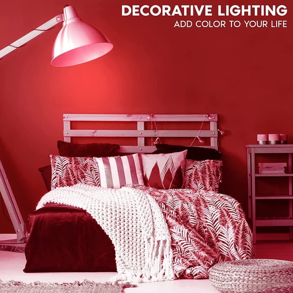 A19 Edison LED Red Light Bulbs, 4.5W (60W Equivalent), Colored Glass Filament, UL Listed, E26 Standard Base, Indoor Outdoor, Porch, Decoration, Party, Holiday, Event, Home Lighting (2 Pack)