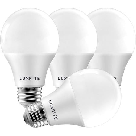 A19 LED Bulb 60W Equivalent, 3500K Natural White, 800 Lumens, Dimmable Standard LED Light Bulbs 9W, Enclosed Fixture Rated, Energy Star, E26 Medium Base - Indoor and Outdoor (4 Pack)