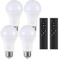 thumbnail image 1 of A19 LED Bulbs with Remote Control, 800LM 9W (60W Equivalent) Bulbs,Stepless Dimmable 3000K-6000K,E26 Base,CRI 80+,2.4GHz,25000+ Hours Lifespan for Floor Lamp Home Decor,4 Bulb & 2 Remote, 1 of 7