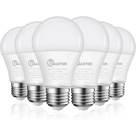 A19 LED Light Bulb, 100W Equivalent Light Bulbs, 15W 5000K Daylight, 1500 Lumens, Non-Dimmable LED Bulb, E26 Standard Base for Indoor and Outdoor, ETL Listed, 6-Pack