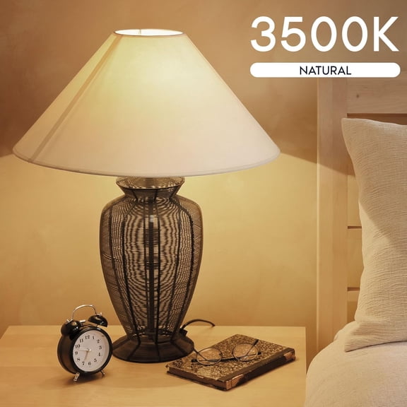 A19 LED Light Bulb 60 Watt Equivalent, Non Dimmable, CRI80, 3500K Natural White, 800LM, Standard LED Light Bulbs 8W, E26 Base, Enclosed Fixture Rated, Damp Rated, ETL Listed (8 Pack)