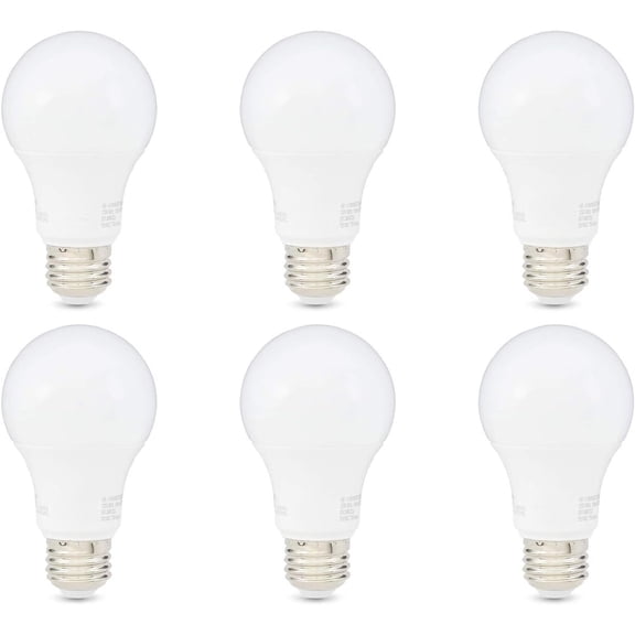 A19 LED Light Bulb, 60W Equivalent, 9W Energy Efficient, E26 Standard Base, Soft White 2700K, Non-Dimmable, 10,000 Hour Lifetime, 6-Pack