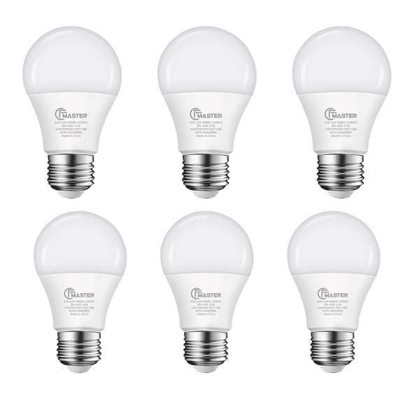 A19 LED Light Bulbs, 100 Watt Equivalent, Energy Efficient 11W, E26 Standard Base, Daylight White 5000K, Dimmable, 10,000 Hour Lifetime , 6-Pack