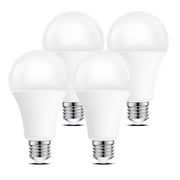A19 LED Light Bulbs 100 Watt Equivalent (Not Dimmable), 3500K Natural White, 1600 Lumens, E26 LED Bulbs 15W, Energy Saving Light Bulb for Living Room (4 Pack)