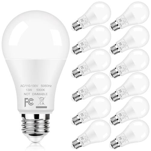 Led Bulbd A19 LED Light Bulbs, 100W Equivalent, 13W 5000K Daylight White LED ...