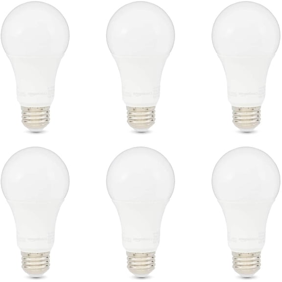 A19 LED Light Bulbs, 100W Equivalent, 15W Energy Efficient, E26 Standard Base, Daylight White 5000K, Non-Dimmable, 10,000 Hour Lifetime, 6-Pack
