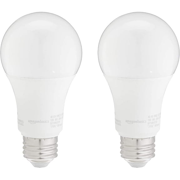 A19 LED Light Bulbs, 100W Equivalent, 15W Energy Efficient, E26 Standard Base, Soft White 2700K, Non-Dimmable, 10,000 Hour Lifetime, 2-Pack