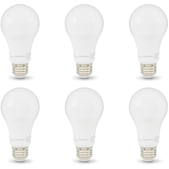 A19 LED Light Bulbs, 100W Equivalent, 15W Energy Efficient, E26 Standard Base, Soft White 2700K, Non-Dimmable, 10,000 Hour Lifetime, 6-Pack