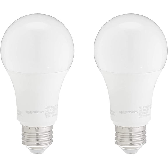 A19 LED Light Bulbs, 100W Equivalent, Daylight White 5000K, Energy Efficient 15W, Non-Dimmable, 10,000 Hour Lifetime, 2-Pack