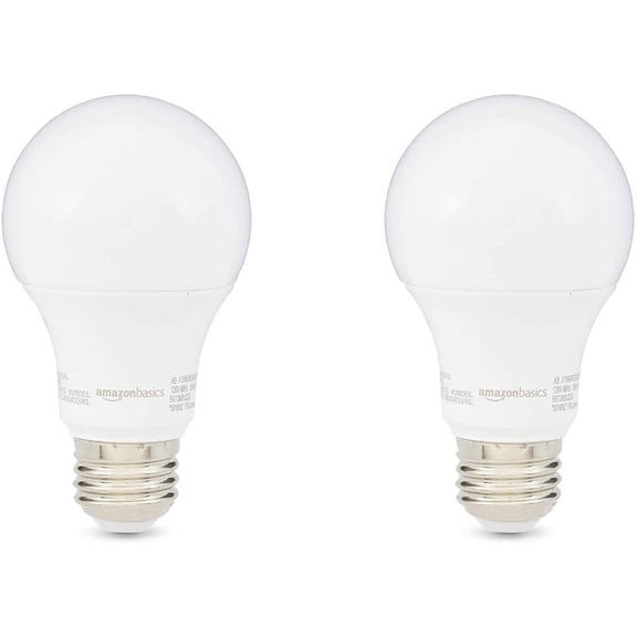 A19 LED Light Bulbs, 60W Equivalent, 9W Energy Efficient, E26 Standard Base, Soft White 2700K, Non-Dimmable, 10,000 Hour Lifetime, Easy to Install, 2-Pack