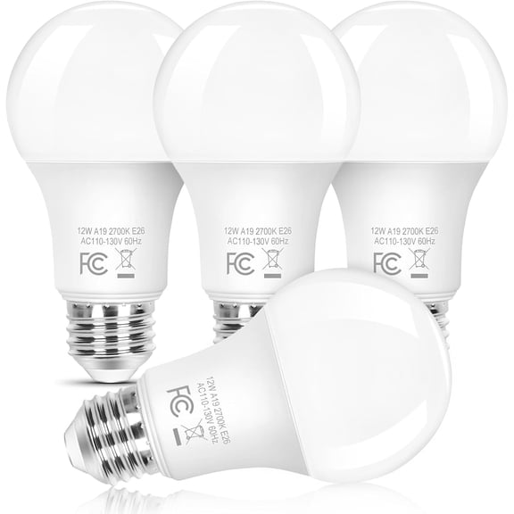 A19 LED Light Bulbs Dimmable, 100W Equivalent LED Bulbs, Energy Efficient 12W E26 Bulb, Soft White 2700K, 1100 Lumens, Lightbulbs for Bedroom Living Room Home Office, 4-Pack
