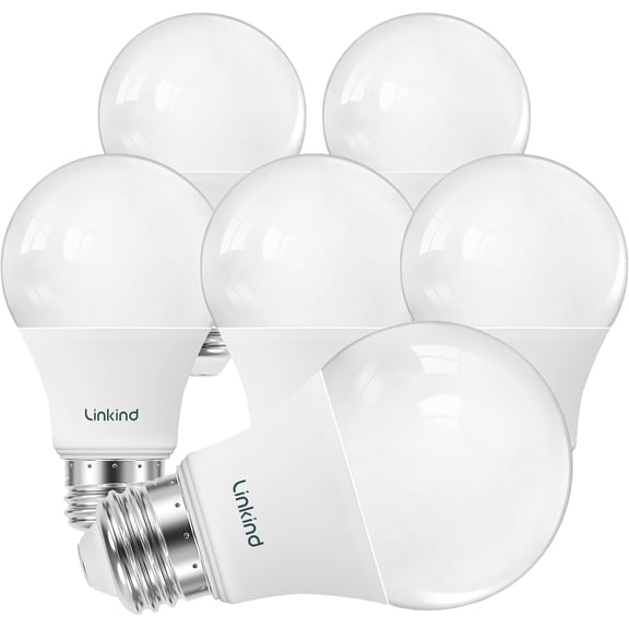 A19 LED Light Bulbs Dimmable, 60W Equivalent, Energy Efficient 9W, 2700K, 800 Lumens, E26 Standard Base, Lighting for Bedroom Living Room Home Office, 6 Packs