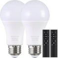 thumbnail image 1 of A19 LED Light Bulbs with Remote Control, 800LM 9W, 60W Equivalent LED Bulbs,Stepless Dimmable 3000K-6000K,E26 Base,CRI 80+,2.4GHz,25000+ Hours Lifespan, Light Bulb for Home Decor,2 Bulbs & 2 Remotes, 1 of 6