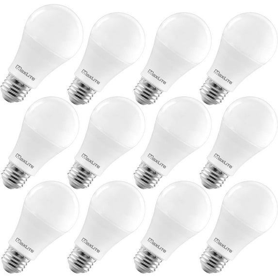 A19 Led Bulb, Enclosed Fixture Rated, Daylight 5000K, 100W Equivalent, 1600 Lumens, Dimmable, E26 Medium Base, 12-Pack