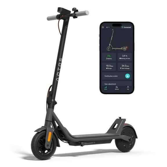 AOTOS Electric Scooter, 300W Motor, 15 MPH, Up to 13 miles Range, 8.5” Solid Tires, Lightweight Foldable Commuter E-Scooter with Smart App Control for Adults, Black