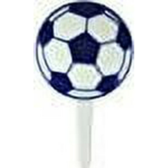 A1BakerySupplies 24 Count Blue and White Soccer Ball Picks Cup Cake Topper Cup Cake Picks