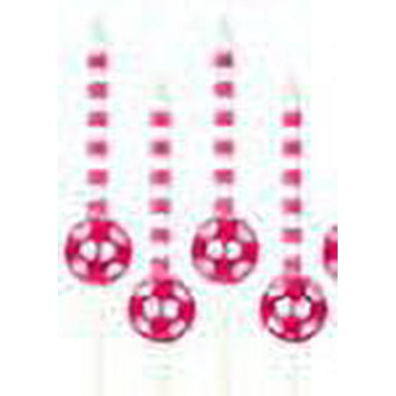 A1BakerySupplies 6 Pack Pink Soccer Ball Candles with Soccer Ball Pick Holders(6 x 1 x 3)
