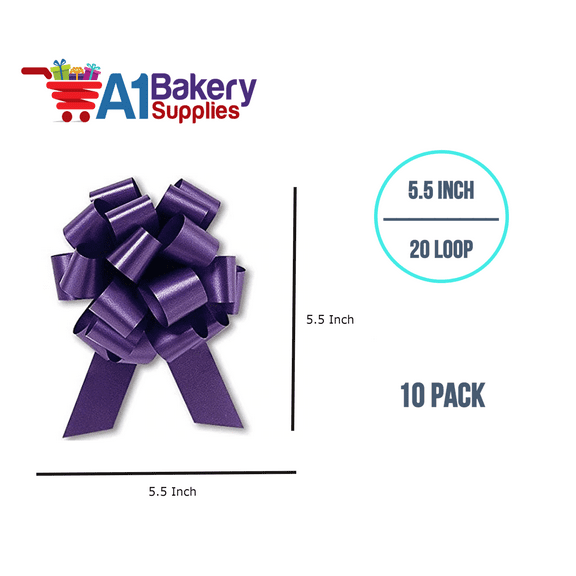 A1BakerySupplies Gift Wrap Christmas Wedding Gift Wrap Pull Bows Pull String Bows 10 Pack (Purple, 5.5 Inch 20 Loop)