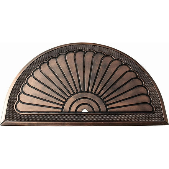 A1HC Pure Rubber Front Door Mat, Non-Slip Heavy-Duty Thin Profile Doormat with Sunburst Design, 30" x 48", Sunburst Bronze