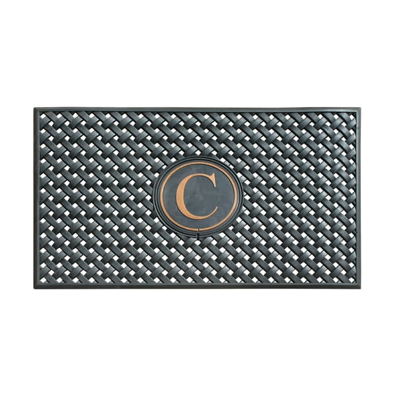 A1HC 100% Pure Rubber Monogrammed Front Door Mat 24"x39”, Non-Slip, Thin Profile Heavy Duty Doormat, Indoor/ Outdoor Use, High Traffic Areas, Long Lasting