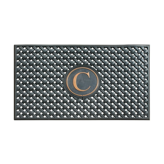A1HC 100% Pure Rubber Monogrammed Front Door Mat 24"x39”, Non-Slip, Thin Profile Heavy Duty Doormat, Indoor/ Outdoor Use, High Traffic Areas, Long Lasting