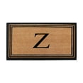 thumbnail image 1 of A1HC Black/Beige 18 in x 30 in Front Door Mat Coir PVC Classic Border Entryway Mat Heavy Duty Boot Scrapper Monogrammed Doormat, 1 of 7