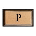 thumbnail image 1 of A1HC Black/Beige 18 in x 30 in Front Door Mat Coir PVC Classic Border Entryway Mat Heavy Duty Boot Scrapper Monogrammed Doormat, 1 of 7