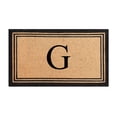 thumbnail image 1 of A1HC Black/Beige 18 in x 30 in Front Door Mat Coir PVC Classic Border Entryway Mat Heavy Duty Boot Scrapper Monogrammed Doormat, 1 of 7