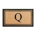 thumbnail image 1 of A1HC Black/Beige 18 in x 30 in Front Door Mat Coir PVC Classic Border Entryway Mat Heavy Duty Boot Scrapper Monogrammed Doormat, 1 of 7