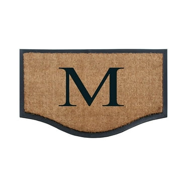 A1HC Black/Beige 23.6 in. X 37.4 in. Rubber and Coir Non-Slip Extra Large Heavy Duty Monogrammed Double Doormat