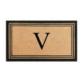 thumbnail image 1 of A1HC Black/Beige 24 in x 39 in Front Door Mat Coir PVC Classic Border Entryway Mat Heavy Duty Boot Scrapper Monogrammed Doormat, 1 of 7