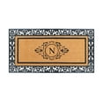 thumbnail image 1 of A1HC Natural Coir and Rubber Paisley Hand-Flocked Monogrammed Doormat, 30"x60", Durable Low Profile Heavy Duty Outdoor Front Door Mat, Black, 1 of 7