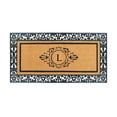 thumbnail image 1 of A1HC Natural Coir and Rubber Paisley Hand-Flocked Monogrammed Doormat, 30"x60", Durable Low Profile Heavy Duty Outdoor Front Door Mat, Black, 1 of 7
