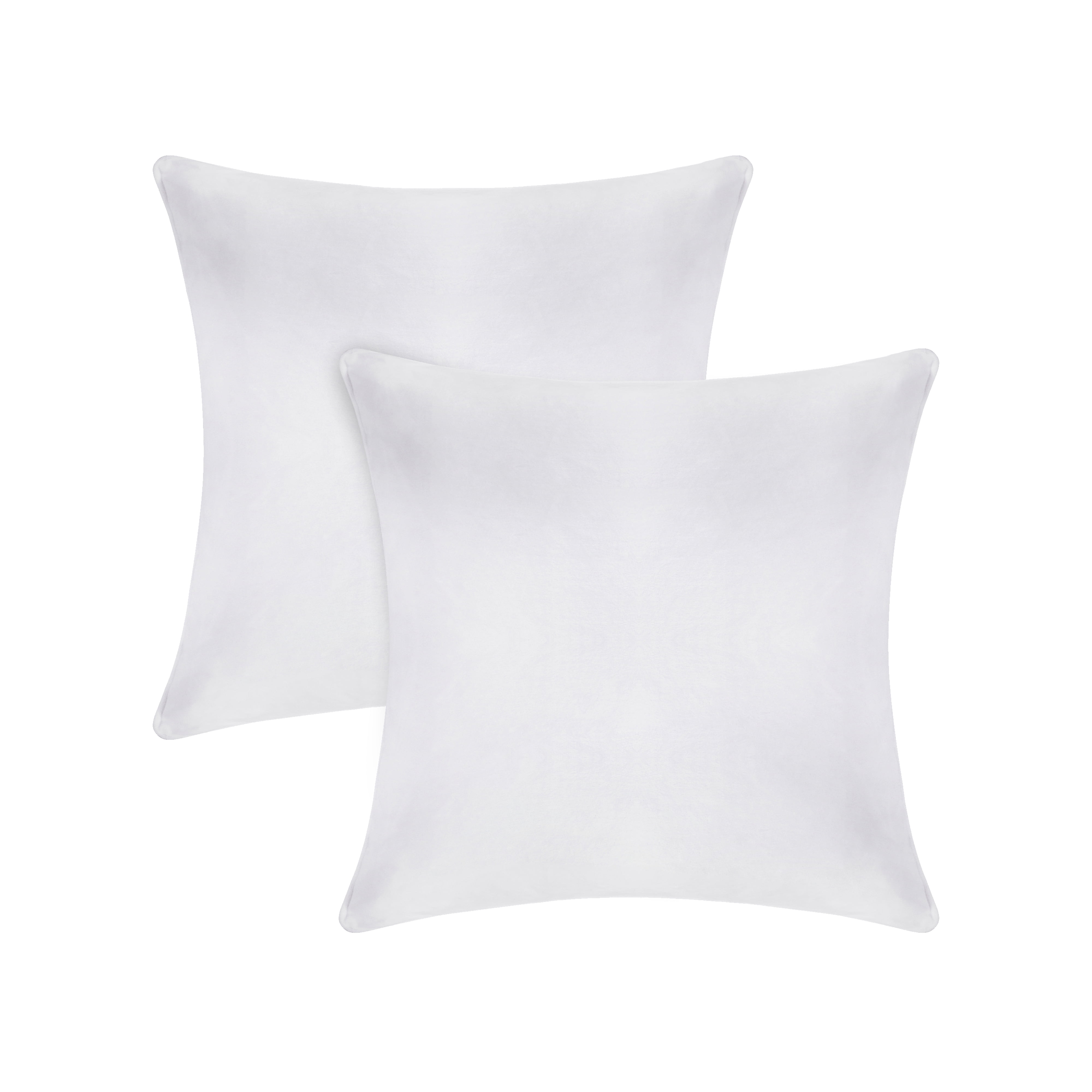 White Hypoallergenic Velvet Euro Pillow Covers Set of 2