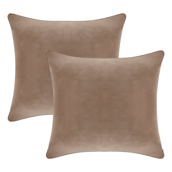 A1HC 20x20 Inch Square Decorative Velvet Throw Pillow Covers, Set of 2, Brown Derby – Soft, Luxurious Cushion Covers for Sofa, Bed & Home Decor