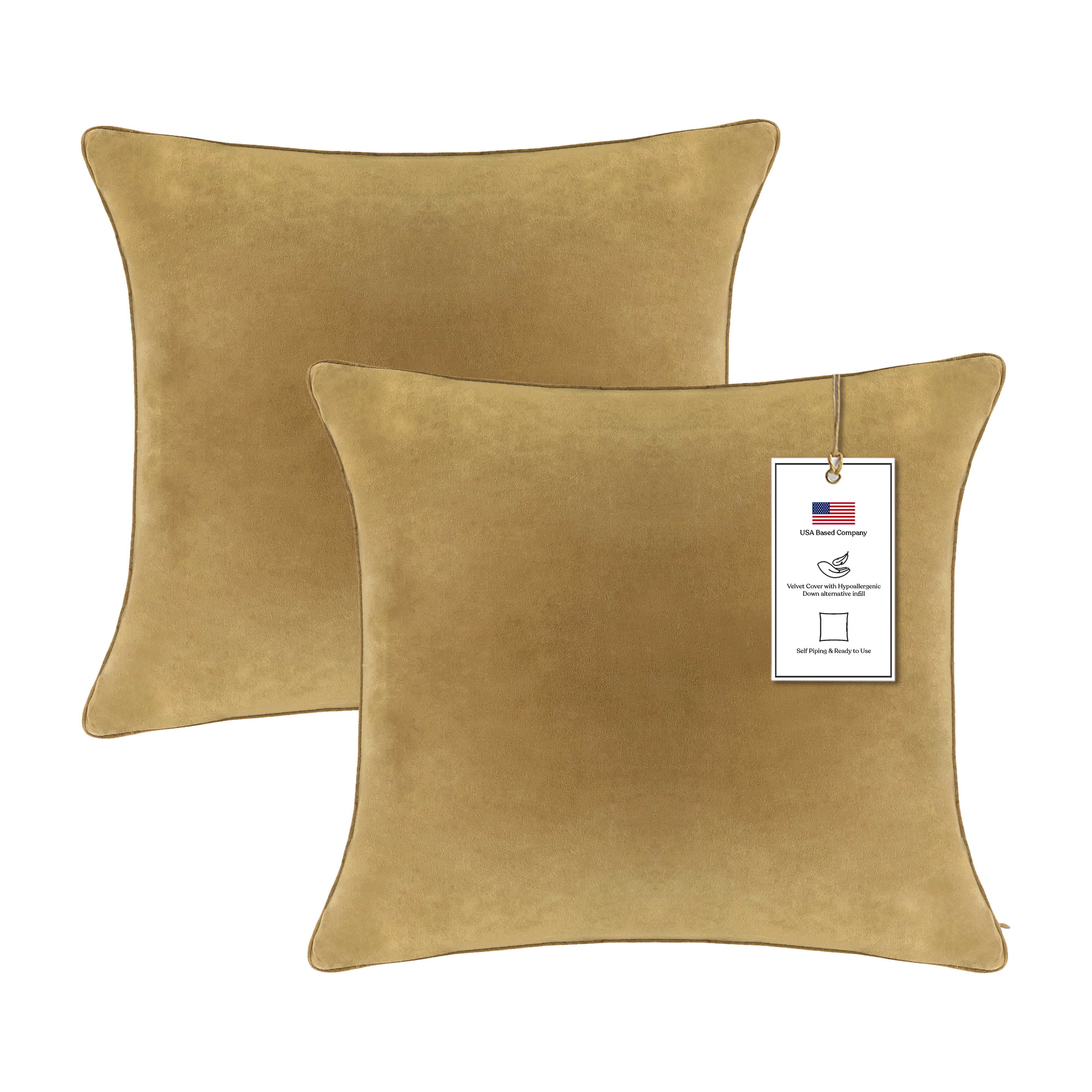 A1HC 20x20 Inch Square Decorative Velvet Throw Pillow Covers, Set of 2, Irish Coffee – Soft, Luxurious Cushion Covers for Sofa, Bed & Home Decor