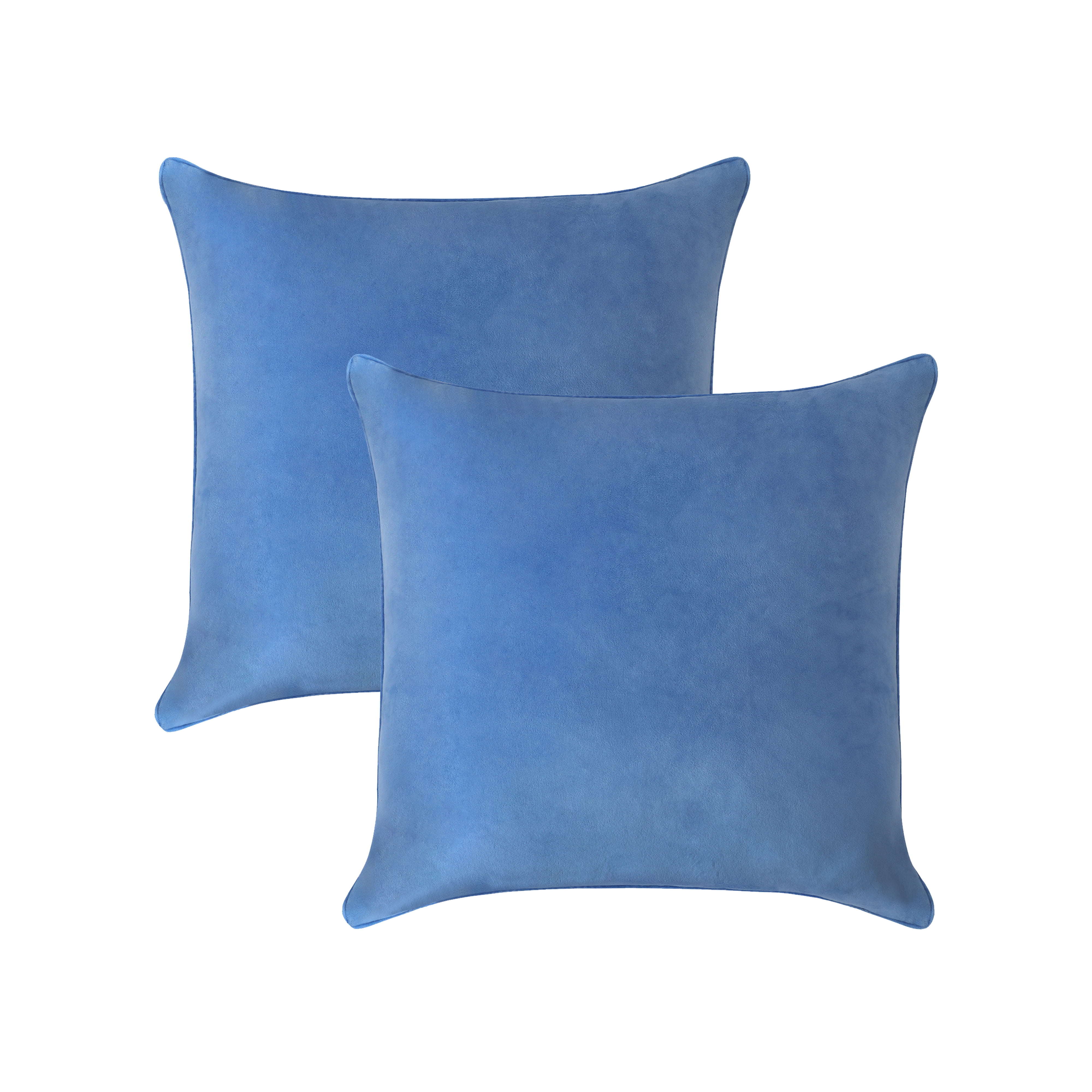 Prussian Blue Hypoallergenic Velvet 22" x 22" Throw Pillow Covers