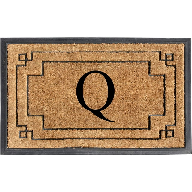A1HC- Designer Hand-Crafted Rubber & Coir Decorative Frame Molded Door Mat, Perfect and more functional size 24x36 Inch Monogrammed