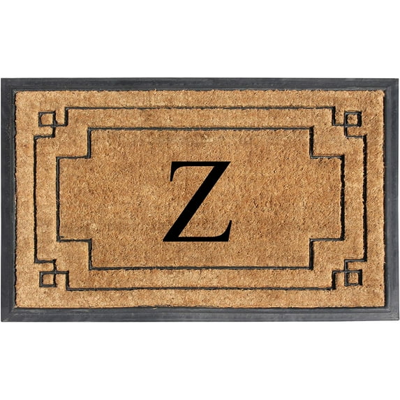 A1HC- Designer Hand-Crafted Rubber & Coir Decorative Frame Molded Door Mat, Perfect and more functional size 24x36 Inch Monogrammed