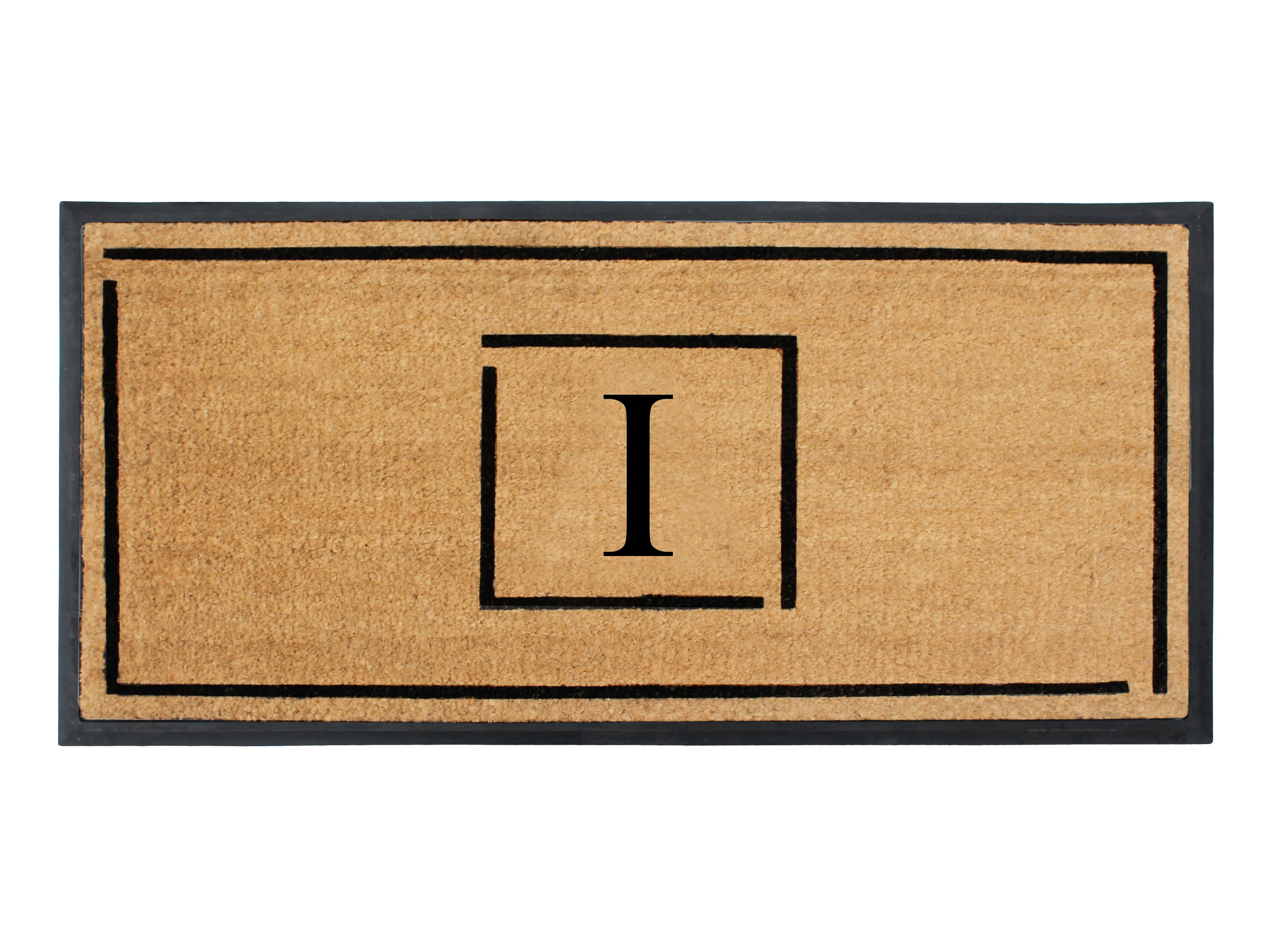 A1 Home Collections Hand-Crafted Rubber Coir Doormat for Outdoor Entrance Double/Single Door Mat 24x48 inches - black/beige