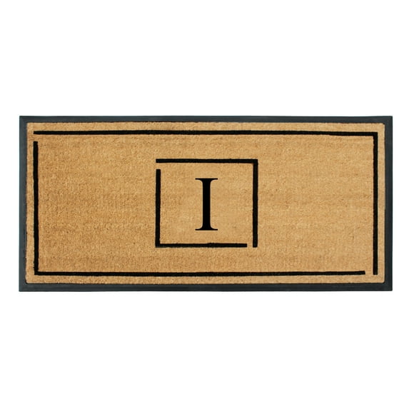 A1 Home Collections Hand-Crafted Rubber Coir Doormat for Outdoor Entrance Double/Single Door Mat 24x48 inches - black/beige