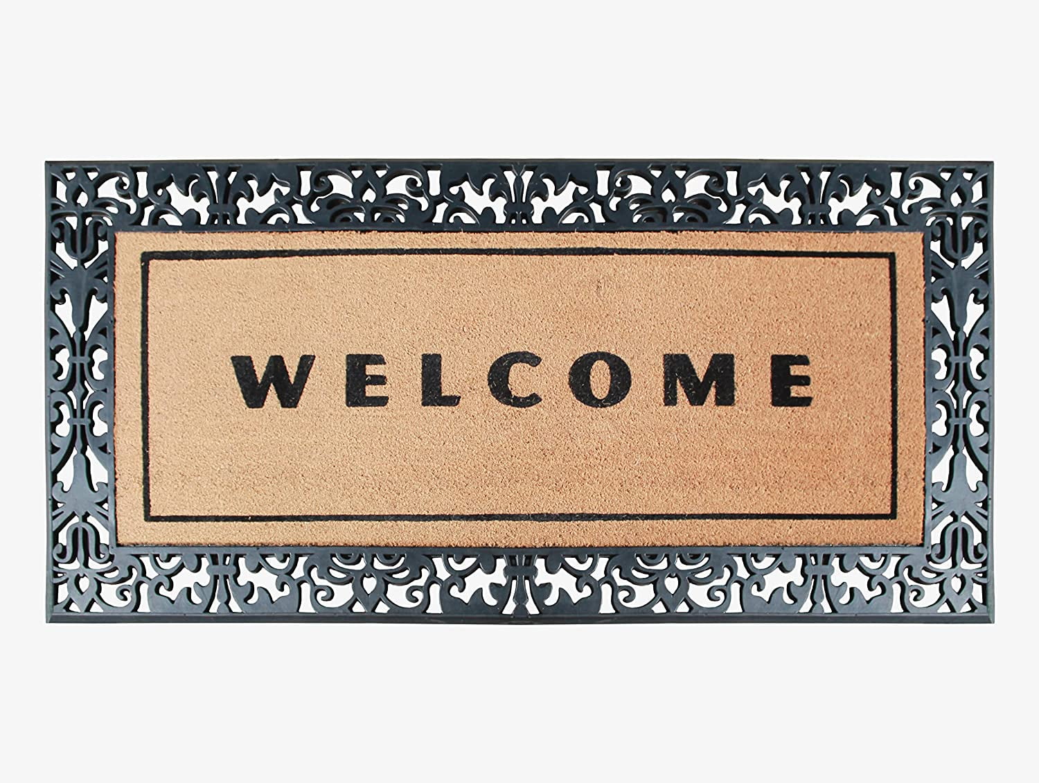 A1HC Entrance Door Mats, 30” x 60”, Durable Large Outdoor Rug, Non-Slip Flocked Welcome Doormat, Rubber Backed Low-Profile Heavy Duty Door Mat, Indoor Outdoor for Front Door, High Traffic Areas