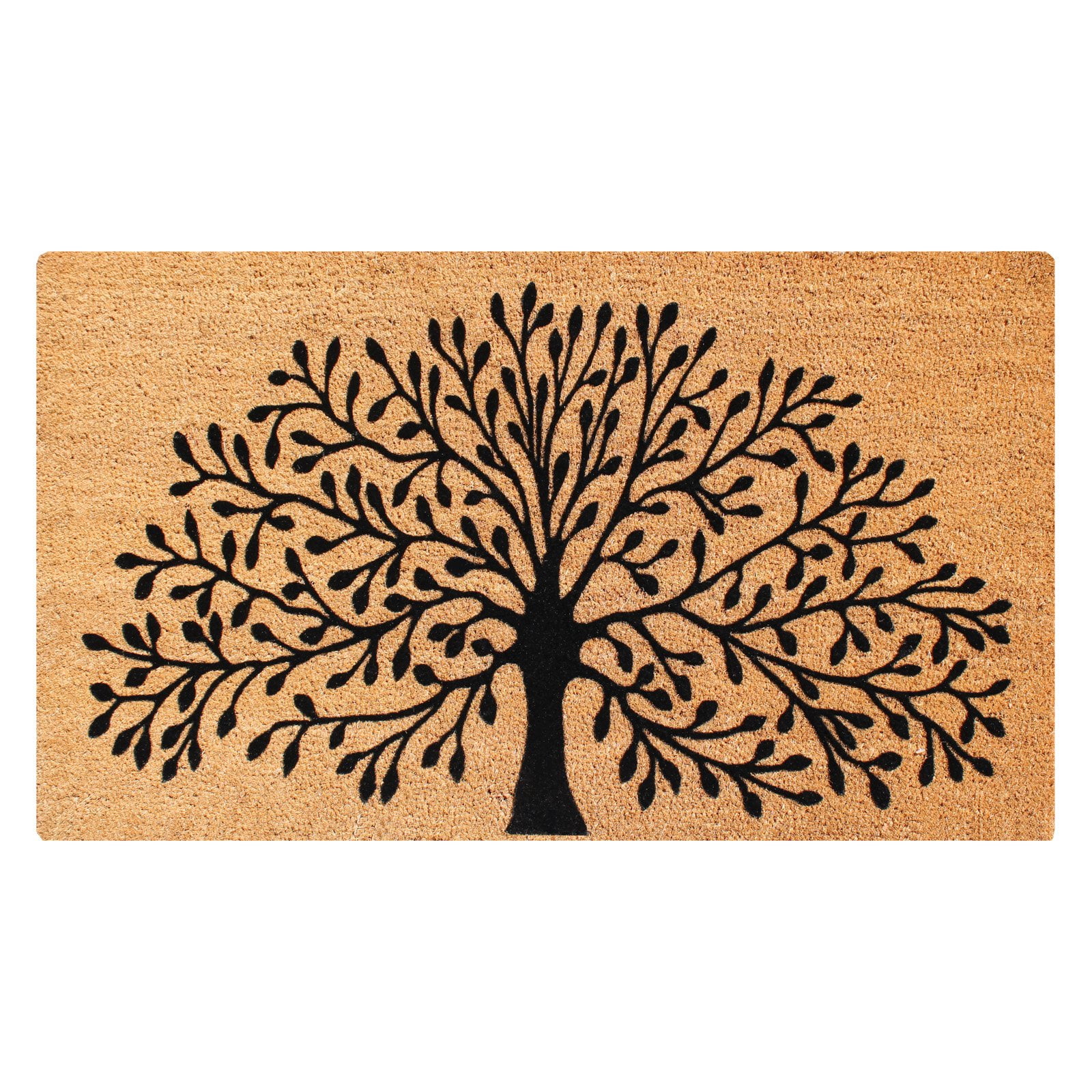 A1 Home Collections Coir Flocked & PVC Backing Doormat, Non-Slip, Heavy Duty, Low Profile Front Door Mat, Tree of Life 24" x 39"