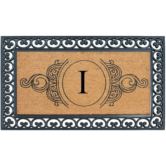 A1HC Rubber and Coir Doormat 30" x 48", Standard Double / Single Front Door Mat for Outdoor Entrance, Personalized Monogrammed Non-Slip Entrymat