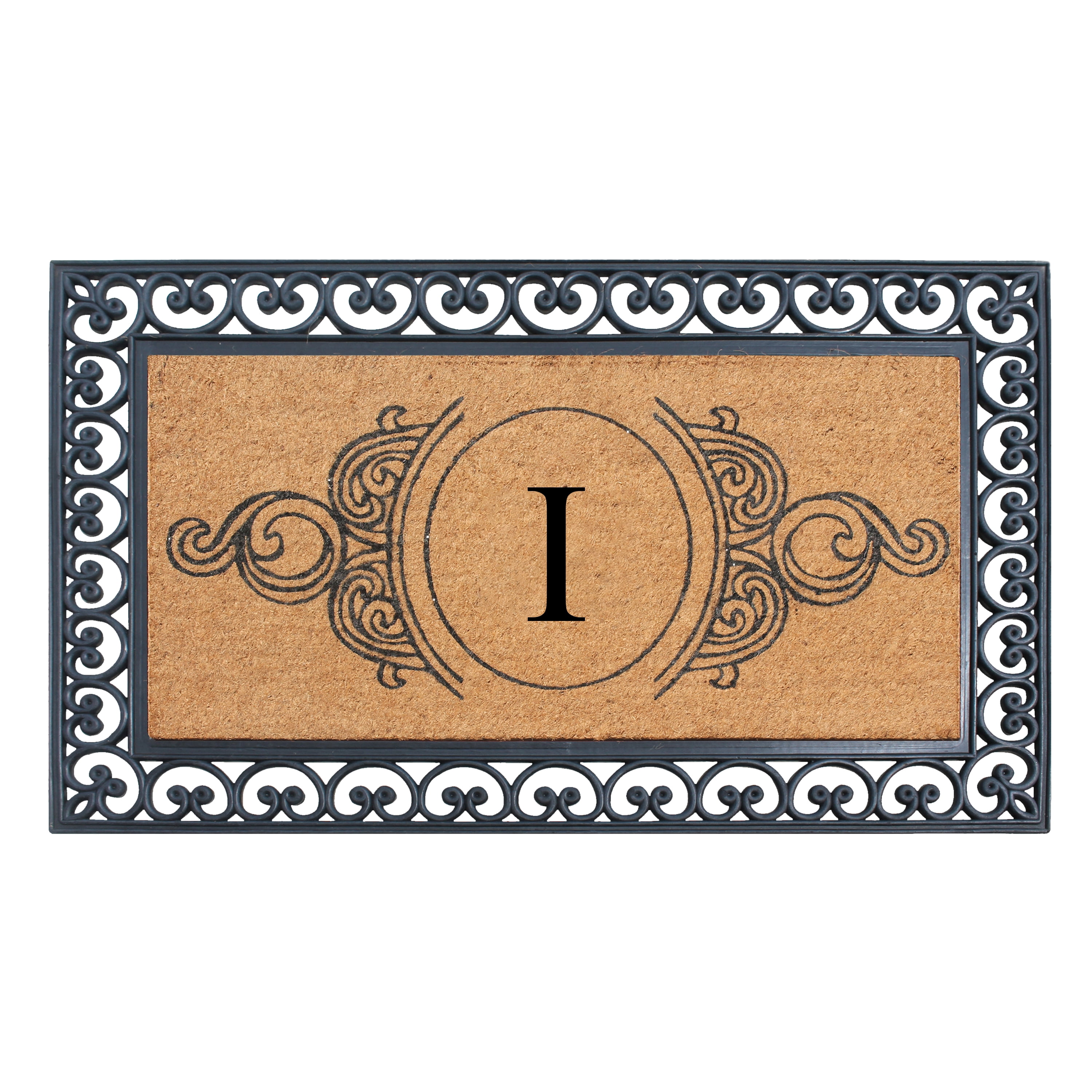 A1HC Rubber and Coir Doormat 30" x 48", Standard Double / Single Front Door Mat for Outdoor Entrance, Personalized Monogrammed Non-Slip Entrymat