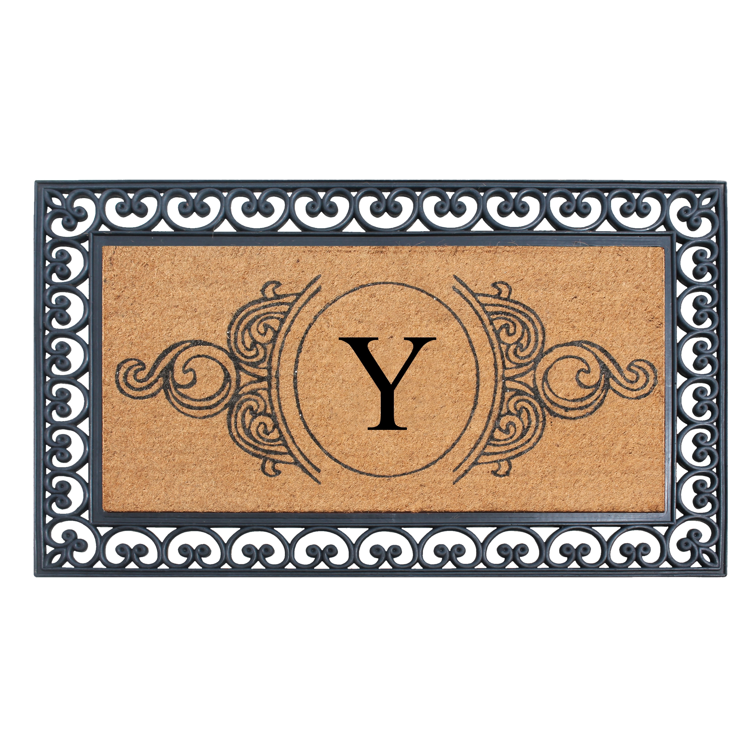 A1HC Rubber and Coir Doormat 30" x 48", Standard Double / Single Front Door Mat for Outdoor Entrance, Personalized Monogrammed Non-Slip Entrymat