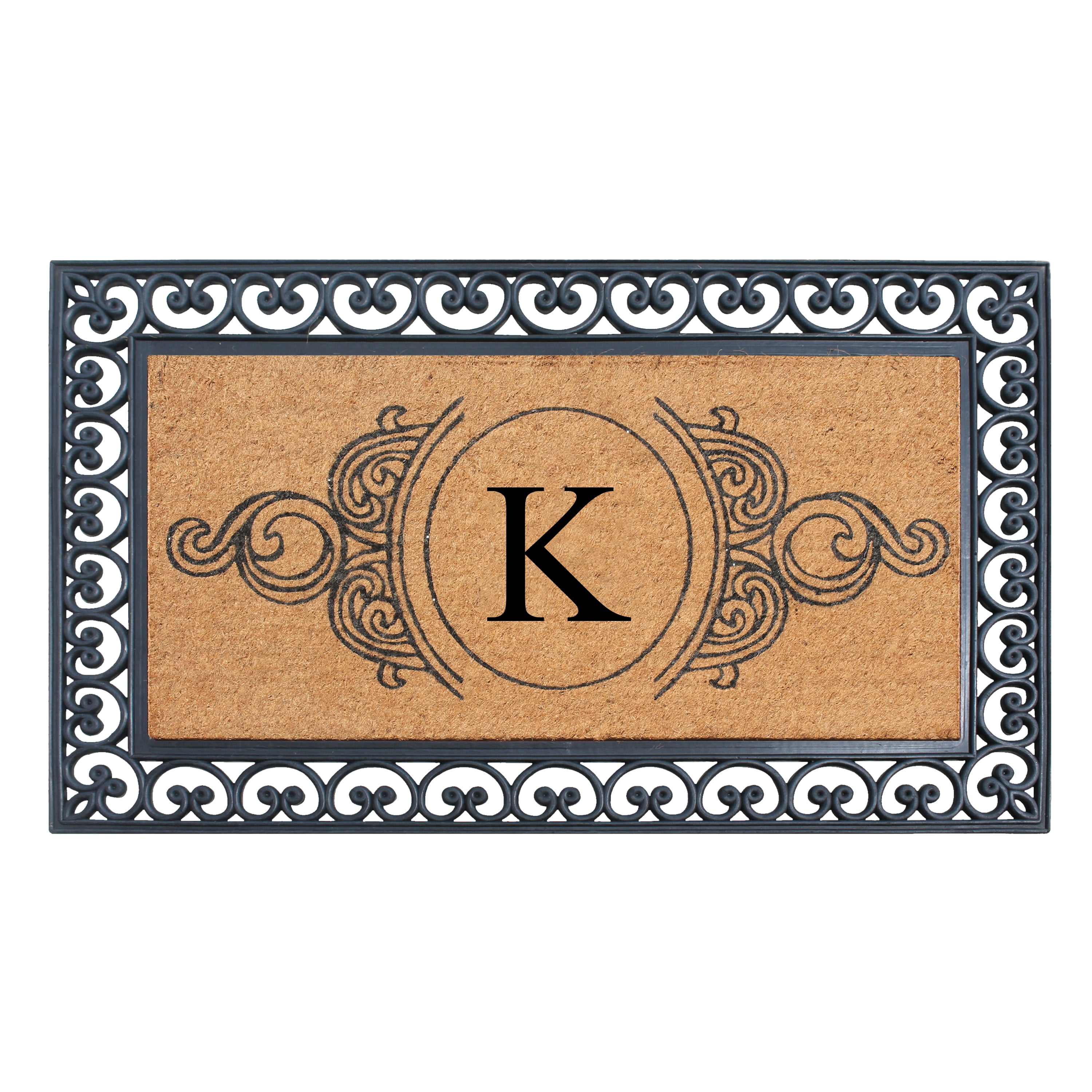 A1HC Rubber and Coir Doormat 30" x 48", Standard Double / Single Front Door Mat for Outdoor Entrance, Personalized Monogrammed Non-Slip Entrymat